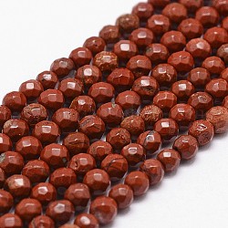 Chapelets de perles en jaspe rouge naturel, grade AB +, facette, ronde, 4mm, Trou: 1mm, Environ 96 pcs/chapelet, 14.9 pouce ~ 15.1 pouces