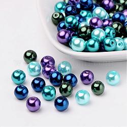 Mix oceano perla perline di vetro perlato, colore misto, 8mm, Foro: 1 mm, circa 100pcs/scatola
