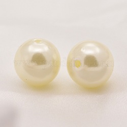 ABS Plastic Imitation Pearl Round Beads, White, 10mm, Hole: 2mm, about 1000pcs/500g