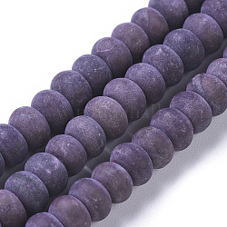 Natural Map Stone Beads Strands, Dyed & Heated, Frosted, Rondelle, Indigo, 6x4mm, Hole: 0.7mm, about 92pcs/strand, 14.76 inch(37.5cm)