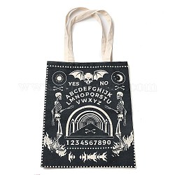 Printed Canvas Women's Tote Bags, with Handle, Shoulder Bags for Shopping, Rectangle, Halloween, Talking Board, Skull, 61cm