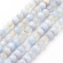Natural Agate Beads Strands, Dyed, Aqua, Faceted, Round, 4mm in diameter, Hole: 1mm