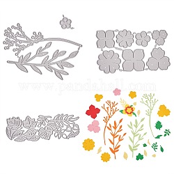 3pcs 3 Stil Blatt- und Blumenrahmen Kohlenstoffstahl Stanzschablonen, für DIY Scrapbooking / Fotoalbum, Dekorative Prägepapierkarte aus Papier, Platin matt Farbe, 1pc / style