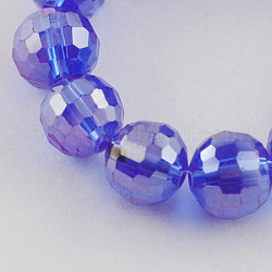 Galvanisierte Glasperlen Stränge, ab Farbe plattiert, facettiert, Runde, königsblau, 8 mm, Bohrung: 1 mm, ca. 72 Stk. / Strang, 21.8 Zoll