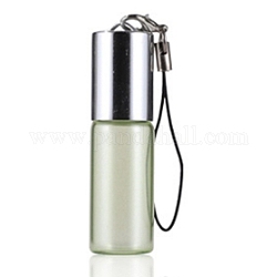 Botella recargable de aromaterapia de vidrio, botellas de bolas de rodillo, con tapa de óxido de aluminio y tapón de pp, columna, verde claro, 2x5.5 cm, capacidad: 5ml (0.17fl. oz)