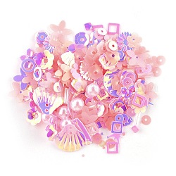 Abalorios de plástico paillette, bolas de lentejuelas, formas mixtas, rosa, 4~19x4~13x0.1mm, agujero: 1~3.9 mm