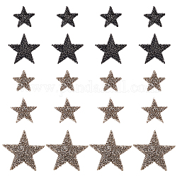 PandaHall 20 Pcs 4 Sizes Star Crystal Glitter Rhinestone Stickers Iron on Stickers Bling Star Patches for Dress Home Decoration(black, gray)
