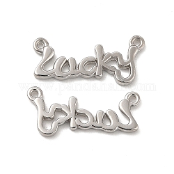 304 Stainless Steel Pendants, Word Lucky Charm, Stainless Steel Color, 8.5x19x1.5mm, Hole: 0.8mm