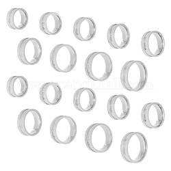 Unicraftale 18 pz 9 misura 201 anello scanalato in acciaio inossidabile per uomo donna, colore acciaio inossidabile, diametro interno: 16~22.2mm, larghezza: 8 mm, 2pcs / size