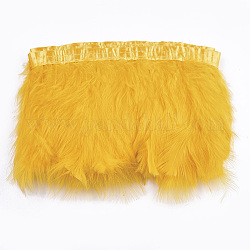 Truthahnfeder-Pony-Besatz, Kostüm-Zubehör, gefärbt, golden, 120~180 mm, ca. 2 m / Packung