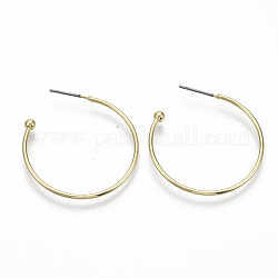 Orecchini di ferro, orecchini a mezzo cerchio, con perno in acciaio, anello, oro chiaro, 32x31mm, ago :0.7mm
