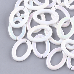 Anneaux de liaison en perles d'imitation acrylique, connecteurs à liaison rapide, pour la fabrication de chaînes de bijoux, couleur ab , ovale, couleur de coquillage, 28.5x20x3.5mm