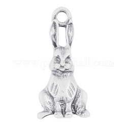 Alloy Bunny Pendants, Lead Free and Cadmium Free, Rabbit, Platinum Color, 23.5x10.3x2.8mm, Hole: 2mm