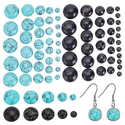 ARRICRAFT 150Pcs 10 Styles Synthetic Turquoise Cabochons, Dyed, Half Round/Dome, Mixed Color, 6~12x3~4.5mm, 15pcs/style