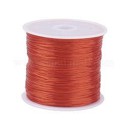 Flache elastische Kristallschnur, elastischer Perlenfaden, für Stretcharmbandherstellung, orange rot, 0.8 mm, 60 m / Rolle