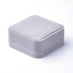Cajas de brazalete de terciopelo, de regalo cajas, cuadrado, gris claro, 9x9.1x4.1 cm