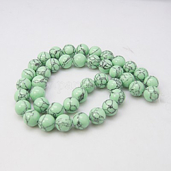 Chapelets de perles en turquoise synthétique, teinte, ronde, vert pale, 8mm, Trou: 1mm, Environ 50 pcs/chapelet, 15.7 pouce