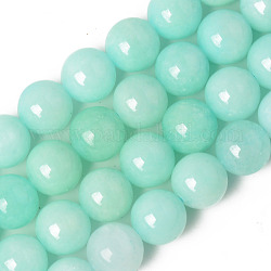 Chapelets de perles de quartz naturel, teints et chauffée, imitation couleur amazonite, ronde, turquoise pale, 10~10.5mm, Trou: 1.2mm, Environ 38 pcs/chapelet, 15.16 pouce (38.5 cm)