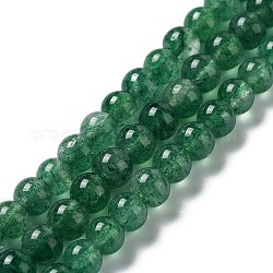 Perles vertes naturelles quartz fraise brins, ronde, Grade a, 6mm, Trou: 1mm, Environ 65 pcs/chapelet, 15.28 pouce (38.8 cm)