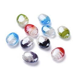 Perles vernissées manuelles, nacré, ovale, couleur mixte, 21x18x10mm, Trou: 2.5mm