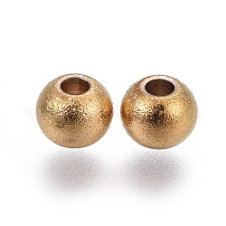 202 текстурированные шарики из нержавеющей стали, круглые, золотые, 6x4.7 мм, отверстие : 2 мм