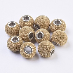 Perline  indonesia fatto a mano, con accessori metallico, tondo, argento, goldenrod, 15~16x14~15mm, Foro: 3 mm