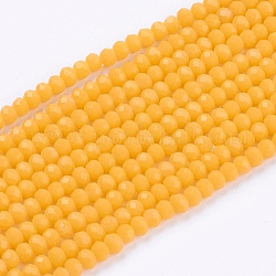Opaque Solid Color Glass Bead Strands, Imitation Jade, Faceted, Rondelle, Orange, 3x2mm, Hole: 0.8mm, about 185~190pcs/strand, 15.5~16 inch(39.3~40.6cm)
