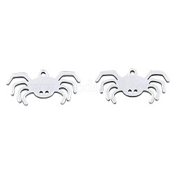 201 Stainless Steel Pendants, Halloween Style, Crab, Stainless Steel Color, 12x24.5x1mm, Hole: 1.4mm