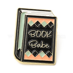 Pasadores de esmalte de aleación de zinc con tema de lectura, Broche de bebé con libro de palabras para ropa mochila, libro, 28.5x21.5x1.5mm