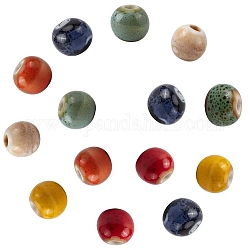 Nbeads 160 pièces de perles de porcelaine, 9mm perles rondes en vrac rondes boule de bubblegum breloques perles à gros trous pour la fabrication de bijoux bracelets colliers, 8 couleurs