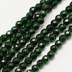 Synthetik grün goldstone Perlen Stränge, facettiert rund, 3 mm, Bohrung: 0.8 mm, ca. 136 Stk. / Strang, 16 Zoll