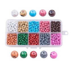 Banco da disegno per perle di vetro verniciato, tondo, colore misto, 4mm, Foro: 1.1~1.3 mm, su 188pcs / vano, 1880pcs/scatola