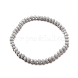 Facettierte GlasUnterlegscheibe Perlen Stretcharmband für Kinder, undurchsichtiges einfarbiges Glasarmband, dunkelgrau, 4x3.5 mm, Innendurchmesser: 1-7/8 Zoll (4.8 cm)