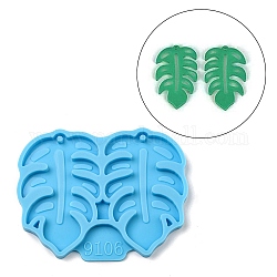 DIY Pendant Silicone Molds, Resin Casting Molds, for UV Resin, Epoxy Resin Jewelry Making, Monstera Leaf, 55x67x4.5mm, Hole: 2mm, Inner Diameter: 50x31mm