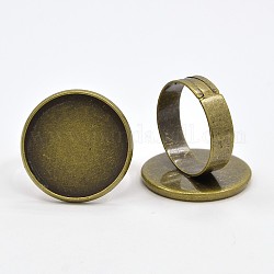Ottone anello regolabile di base vuoto componenti di impostazione cabochon, nichel libero, bronzo antico, vassoio: 21mm, 20mm