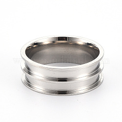 201 заготовка кольца из нержавеющей стали для изготовления украшений с инкрустациями, двухканальное кольцо со скошенной кромкой, цвет нержавеющей стали, Размер 9, внутренний диаметр: 19 мм