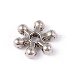 Alloy Daisy Spacer Beads, Flower, Lead Free & Cadmium Free, Antique Silver, 7x2mm, Hole: 1.5mm
