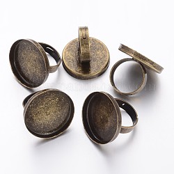 Латунные кольца хвостовиков, латунная фурнитура платформы для кольца, для изготовления ювелирных изделий, регулируемый, античная бронза, 17 мм, лоток : 25 мм