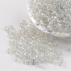 Perles de rocaille en verre rondes, trans. couleurs lustered, clair, taille: environ 4mm de diamètre, Trou: 1.5mm, environ 496 pcs/50 g