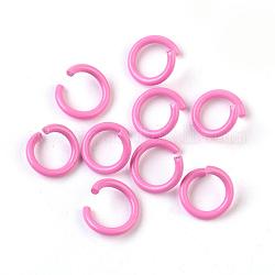 Железные соединительные колечки, открытые кольца прыжок, ярко-розовый, 17 датчик, 8~8.5x1.2 мм, внутренний диаметр: 5~6 мм