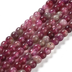 Brins de perles de tourmaline pastèque naturelle, ronde, teinte, 6mm, Trou: 1mm, Environ 66~67 pcs/chapelet, 14.76~14.96 pouce (37.5~38 cm)