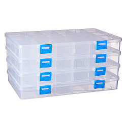 Benecreat 4 упаковка 18 сетки пластиковый ящик для хранения шкатулка для драгоценностей с регулируемыми разделителями Клетка/ Ловушка для хранения серег прозрачный пластиковый футляр для бусин (24x14.5x3 см, отделение: 4x3.5x2.6 см)