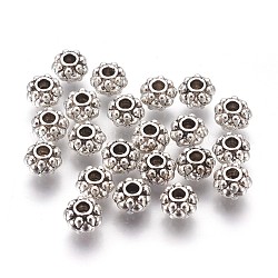 Perline di distanziatore stile tibetano,  piombo & nichel & cadmio libero, rondelle, argento antico, 6.5x4.5 mm di spessore, Foro: 1 mm