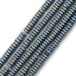 Galvanoplastie carré dépoli non-magnétiques perles d'hématite synthétique brins, verte, 4.5x4.5x2mm, Trou: 1mm, Environ 202 pcs/chapelet, 16 pouce