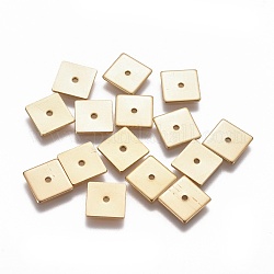 イオンプレーティング（ip）304ステンレススペーサービーズ  正方形  ゴールドカラー  8x8x0.7mm  穴：1.2mm