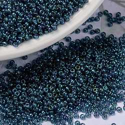 Perline rotonde miyuki rocailles, perline giapponesi, 15/0, (rr314) montana lustro oro blu, 1.5mm, Foro: 0.7 mm, circa 5555pcs/10g