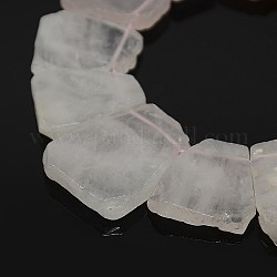 Natural Rose Quartz Beads Strands, Trapezoid Drop Beads, 18~32x12~27x3~9mm, Hole: 1mm, about 21pcs/strand, 16inch