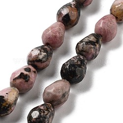 Chapelets de perles en rhodonite naturelle, larme à facettes, 10x7mm, Trou: 1.2mm, Environ 20 pcs/chapelet, 7.87'' (20 cm)