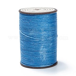 Ficelle ronde en fil de polyester ciré, cordon micro macramé, cordon torsadé, pour la couture de cuir, bleu, 0.65mm, environ 87.48 yards (80 m)/rouleau