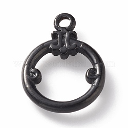 304 Kippverschlussteile aus Edelstahl, Ring, Elektrophorese schwarz, 21x15x2 mm, Bohrung: 2 mm